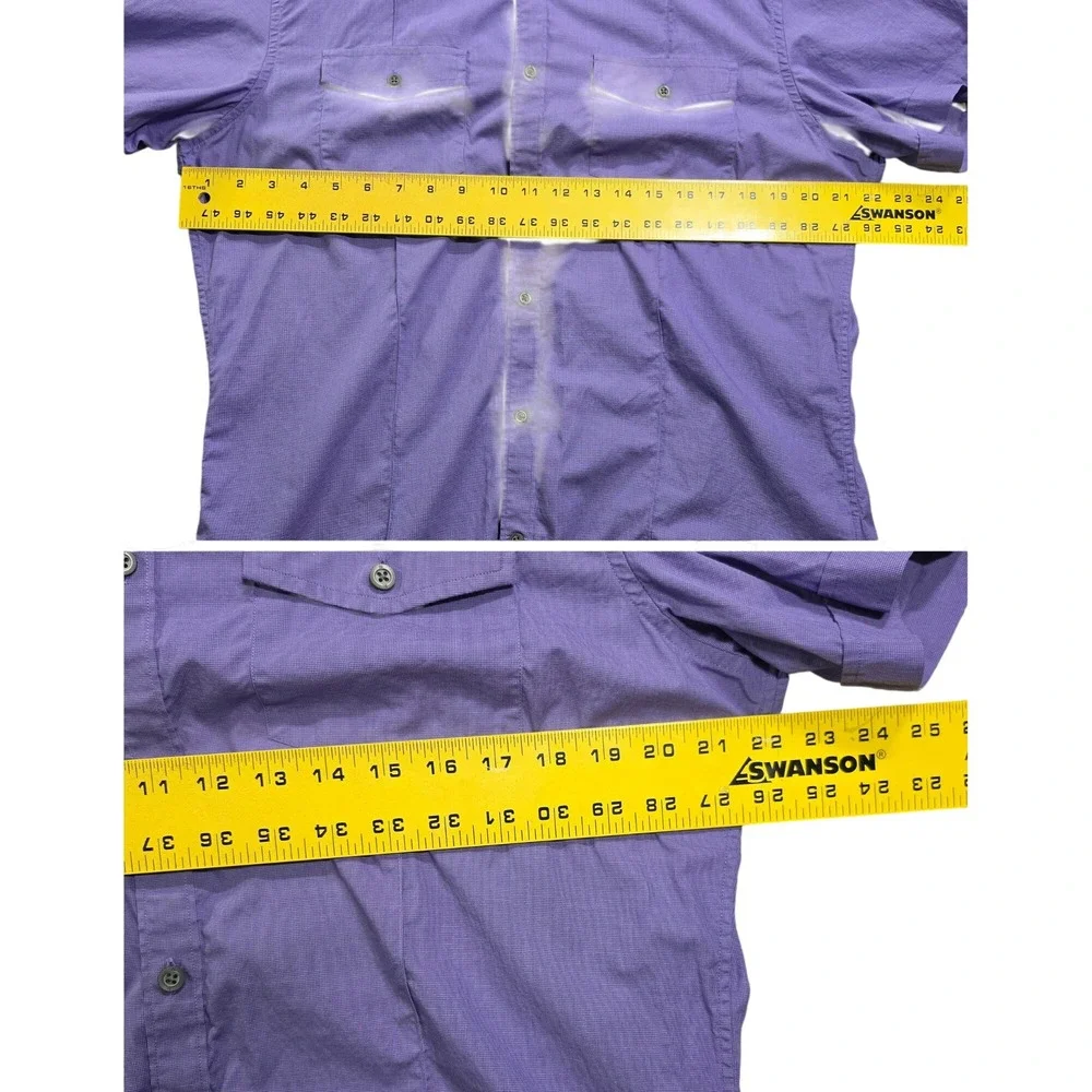 Business Casual Cotton Button Shirt Purple Men's Large Banana Republic